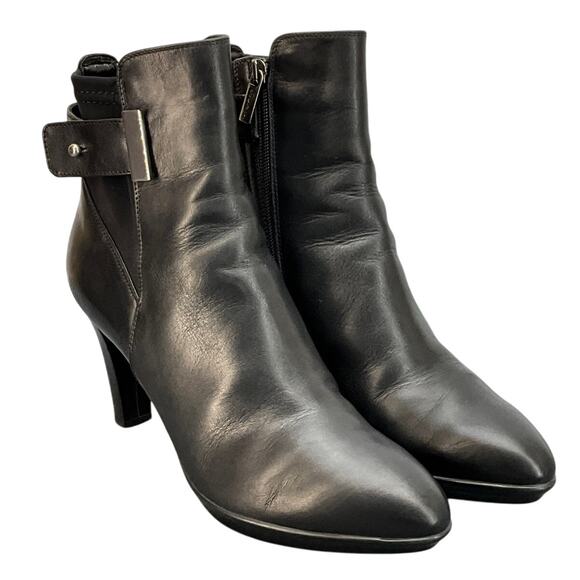 Aquatalia Ruby Dry Weatherproof Black Italian Leather Platform Boot Women 9.5 - Picture 1 of 11